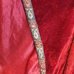Red Cape with Hood & Ribbon Edging Floor Length (NO Front Tie) Velour Fantasy